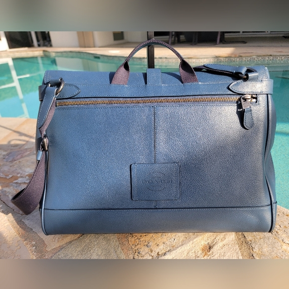 Coach Hudson Navy Blue Leather Messenger Bag With Adjustable Strap - Picture 3 of 16